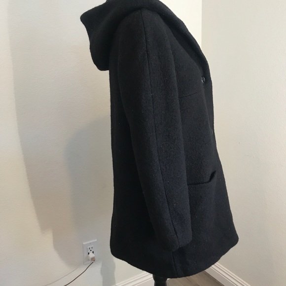 Liz Claiborne Black Coat With Hoodie sz 8 - Picture 3 of 8